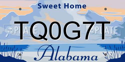 TQ0G7T Alabama License Plate