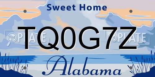 TQ0G7Z Alabama License Plate