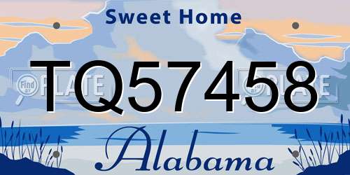 TQ57458 Alabama License Plate