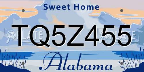 TQ5Z455 Alabama License Plate