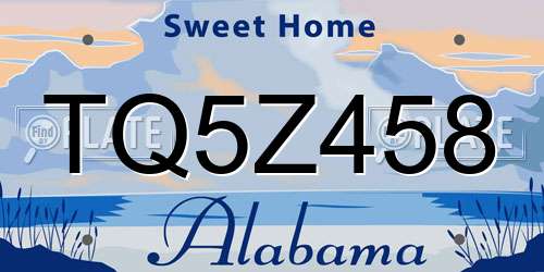 TQ5Z458 Alabama License Plate