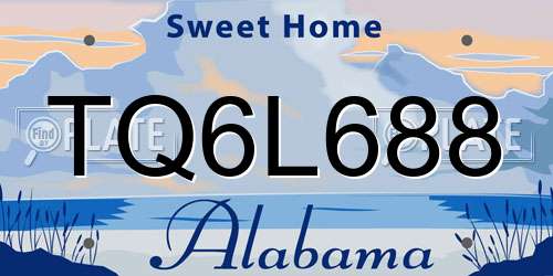 TQ6L688 Alabama License Plate