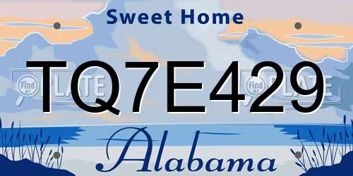 TQ7E429 Alabama License Plate
