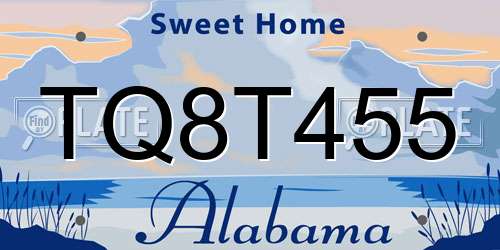 TQ8T455 Alabama License Plate