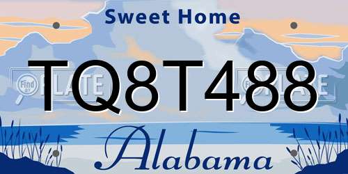 TQ8T488 Alabama License Plate
