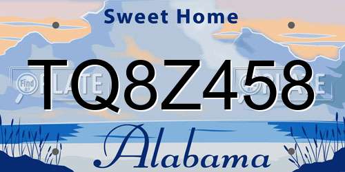 TQ8Z458 Alabama License Plate
