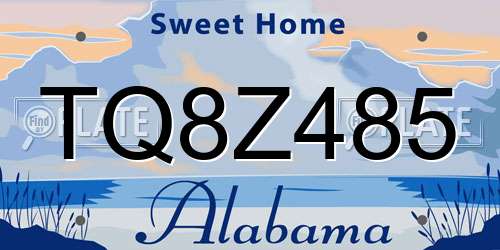 TQ8Z485 Alabama License Plate