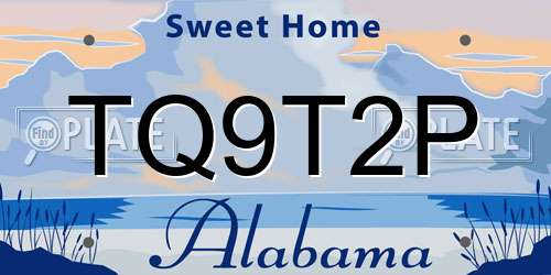 TQ9T2P Alabama License Plate
