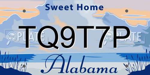 TQ9T7P Alabama License Plate