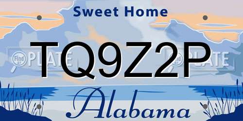 TQ9Z2P Alabama License Plate