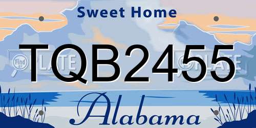 TQB2455 Alabama License Plate