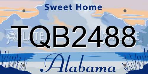 TQB2488 Alabama License Plate