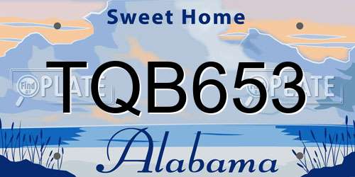 TQB653 Alabama License Plate