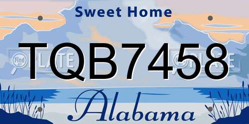 TQB7458 Alabama License Plate