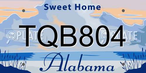 TQB804 Alabama License Plate