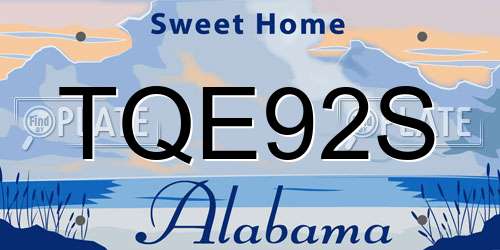 TQE92S Alabama License Plate