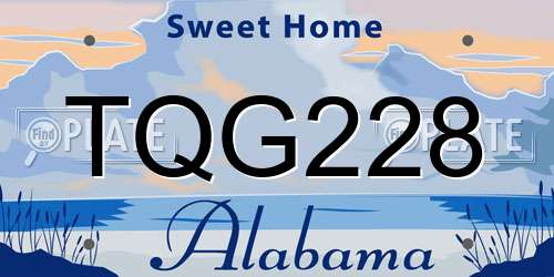 TQG228 Alabama License Plate