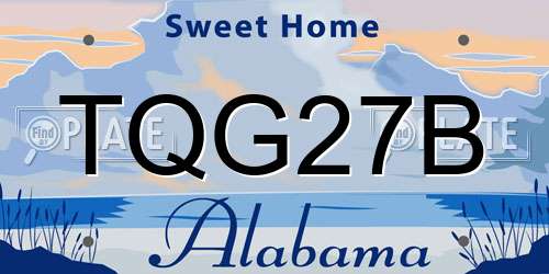 TQG27B Alabama License Plate
