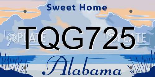 TQG725 Alabama License Plate