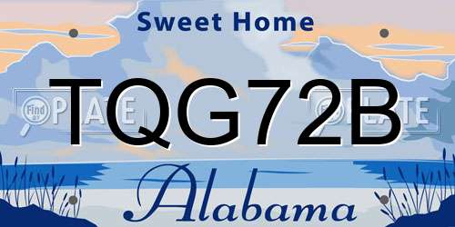 TQG72B Alabama License Plate