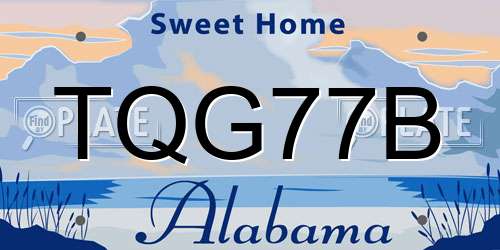 TQG77B Alabama License Plate