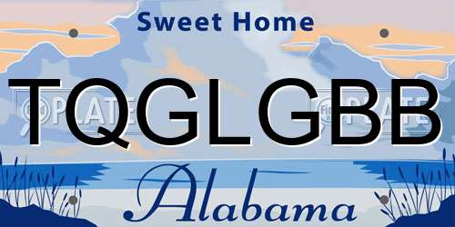 TQGLGBB Alabama License Plate