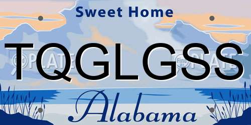 TQGLGSS Alabama License Plate