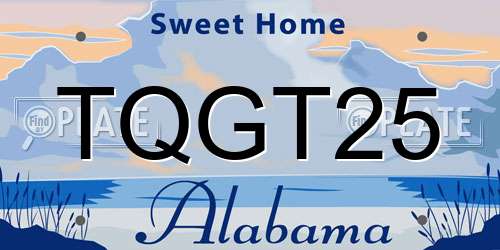 TQGT25 Alabama License Plate