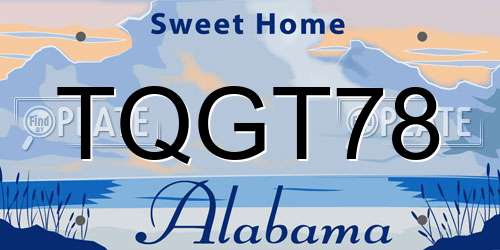 TQGT78 Alabama License Plate