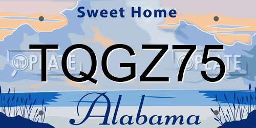 TQGZ75 Alabama License Plate