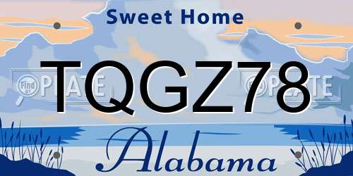 TQGZ78 Alabama License Plate