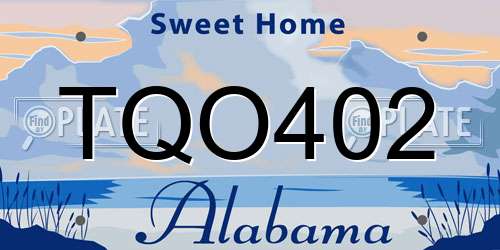 TQO402 Alabama License Plate