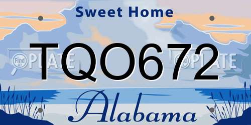 TQO672 Alabama License Plate