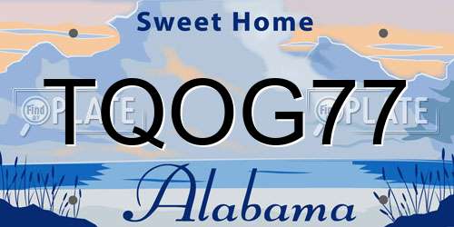 TQOG77 Alabama License Plate