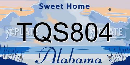 TQS804 Alabama License Plate