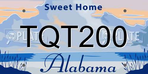 TQT200 Alabama License Plate