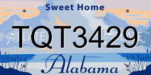 TQT3429 Alabama License Plate