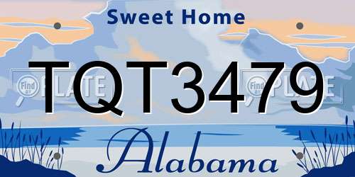 TQT3479 Alabama License Plate