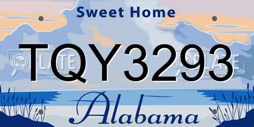 TQY3293 Alabama License Plate