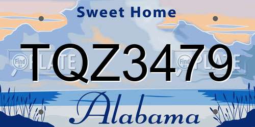 TQZ3479 Alabama License Plate