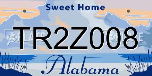TR2Z008 Alabama License Plate