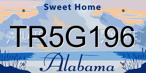 TR5G196 Alabama License Plate