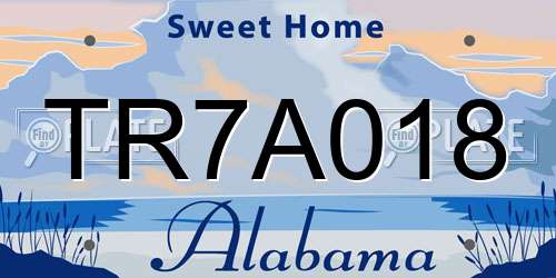 TR7A018 Alabama License Plate