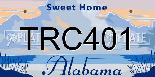 TRC401 Alabama License Plate