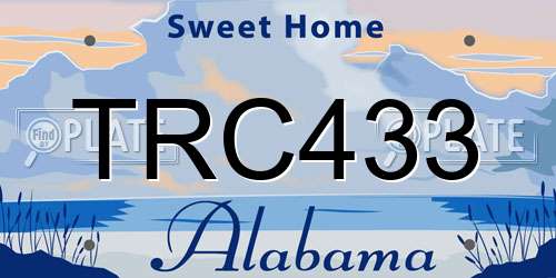 TRC433 Alabama License Plate
