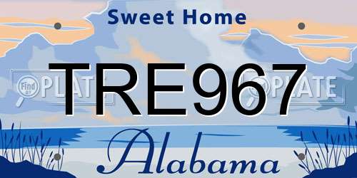 TRE967 Alabama License Plate