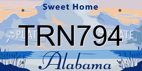 TRN794 Alabama License Plate