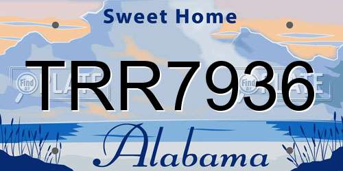 TRR7936 Alabama License Plate