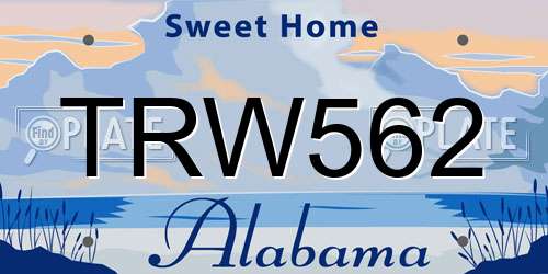 TRW562 Alabama License Plate
