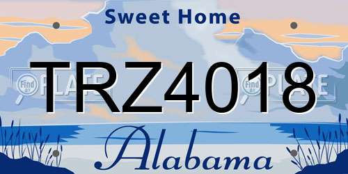 TRZ4018 Alabama License Plate